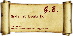 Gnámt Beatrix névjegykártya